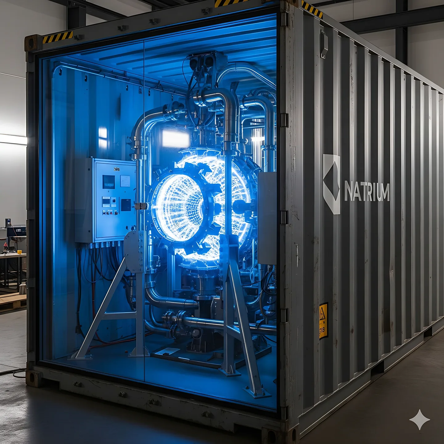 Natrium reactor module on a factory floor